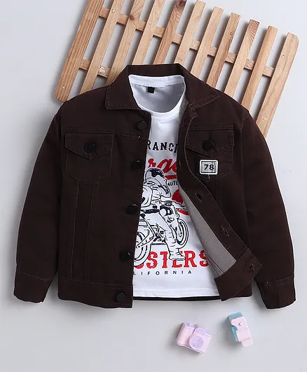 Buy Ministitch Denim Woven Full Sleeves 78 Number Patch Detailed