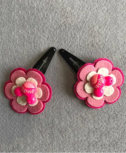 Kalacaree Pair Of Flower Hair Clips - Pink