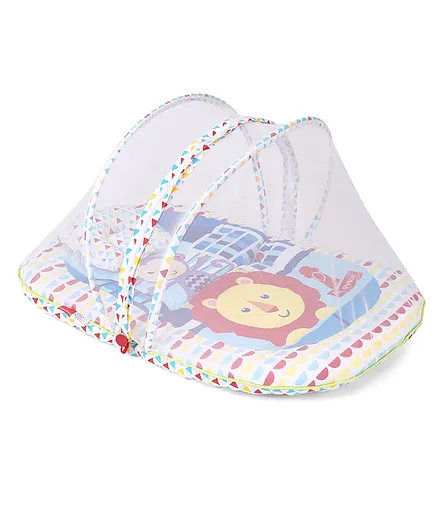 Fisher Price Mattress With Mosquito Net And 1 Pillow Lion & Monkey Print - Multicolor