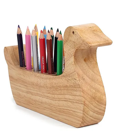 Little Genius Wooden Goose Shaped Pencil Holder - Beige