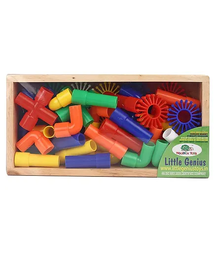 Little Genius Pipe Link Set Multi Colour - 50 Pieces 