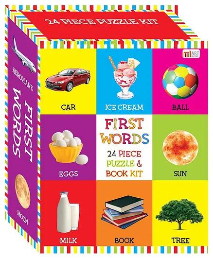 Art Factory First Words Puzzle & Book Kit Multicolour - Pack of 24 Pieces