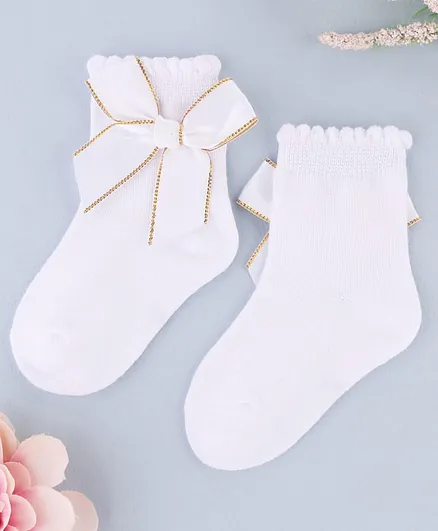 KIDLINGSS Bow Applique Detailed Socks - White