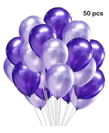 Balloon Junction Metallic Balloons Pack of 50 - Purple &  Silver