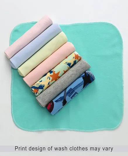 Babyhug Wash Clothes - Pack of 8 (Print & Color May Vary)