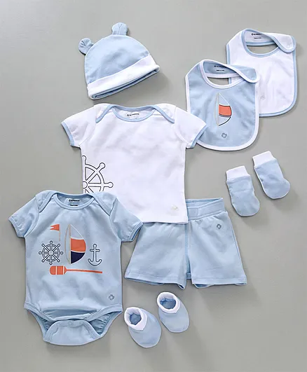 My Milestones Infant Essentials Gift Set SS Baby Blue - 8 Pieces