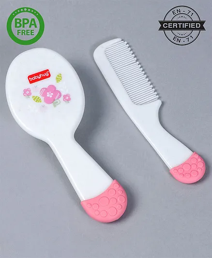Babyhug Ergo Grip Hair Brush & Comb Grooming Set - Pink
