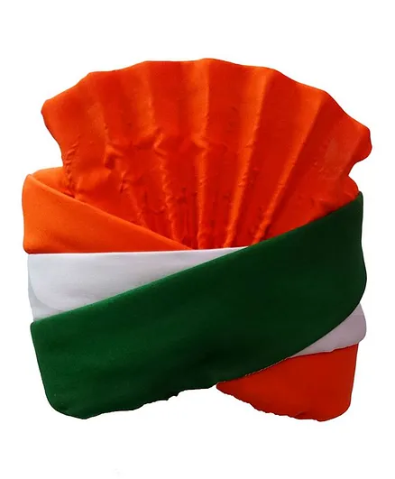 BookMyCostume Tricolor Patriotic Turban Pagdi or Independence and Republic Day - Green White and Saffron