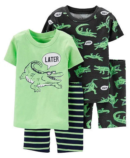 Carter's 4-Piece Alligator Snug Fit Cotton PJs - Green Black