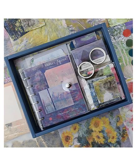 SCHOOLISH Vintage Journal Scrapbook Notebook and Sticker Tape Kit for kids- PACK OF 1- COLOR MAY VARY