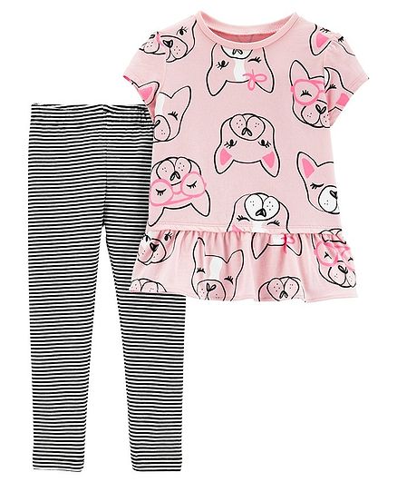 NWT Carter/'s Girls 2pc Set Stripe Cherry Shirt Top Cherry Leggings 2T,5T