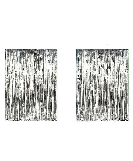 AMFIN Metallic Fringe Foil Curtain Silver - Pack of 2