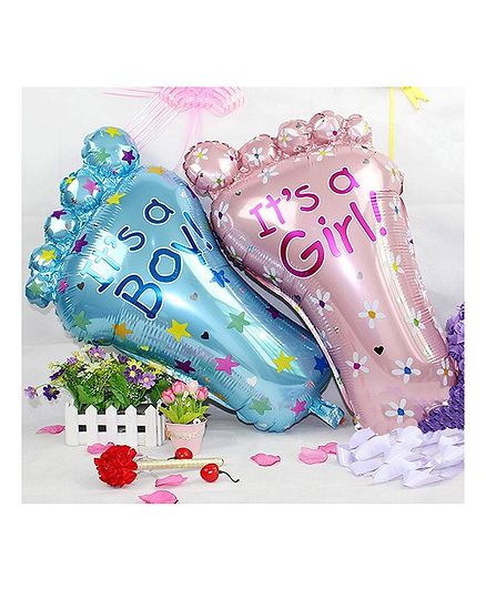 Amfin Baby Shower Foot Aluminum Foil Balloons Blue Pink Pack Of 2