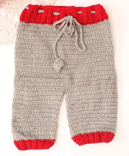 Woonie Handknitted Self Design Pants - Grey