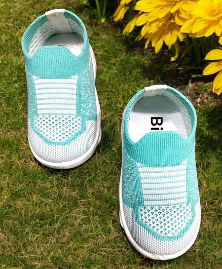 Binos Mesh Detailed Striped  Shoes - Aqua Blue