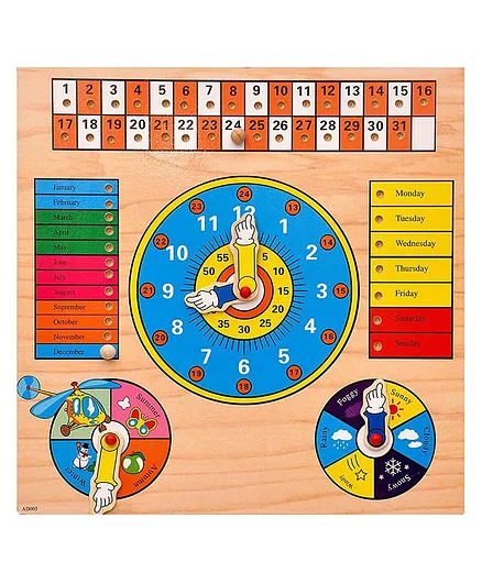 Toyshine Wooden Clock Puzzle Game - Multicolour