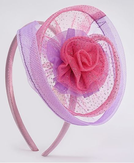 Aye Candy Glitter Embellished Floral Applique Detailed Hair Band - Lavender & Pink