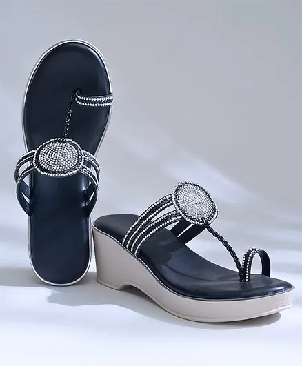 NZS Stone Embellished Sandals  - Black