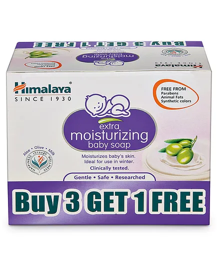Himalaya Extra Moisturising Baby Soap 4x75 gm (Buy 3 Get 1 Free)