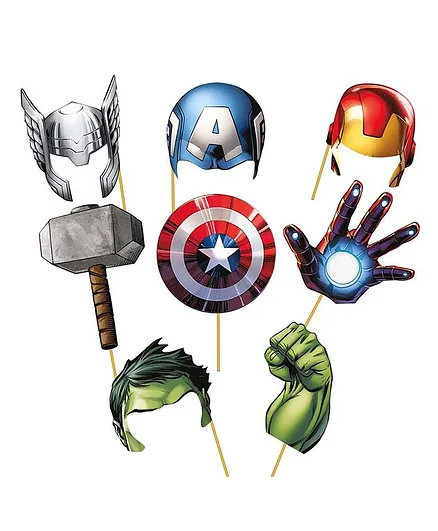 Party Propz Avengers Photobooth Multi Colour - Pack of 8 