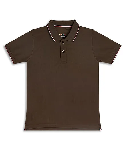 CHILINS Knit Half Sleeves Solid Tee - Brown
