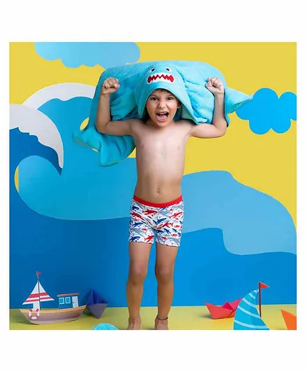 Rabitat Kids Hooded Towel Shark Design - Blue