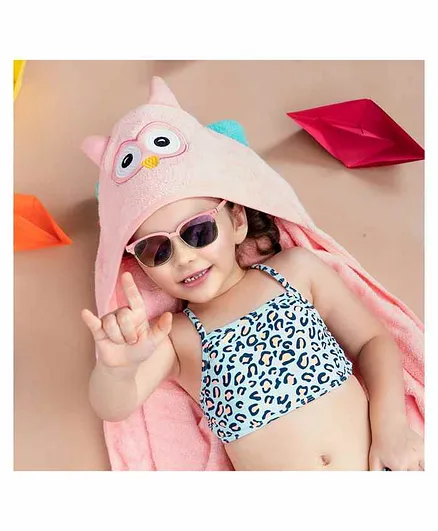 Rabitat Kids Hooded Towel Owl Design - Pink