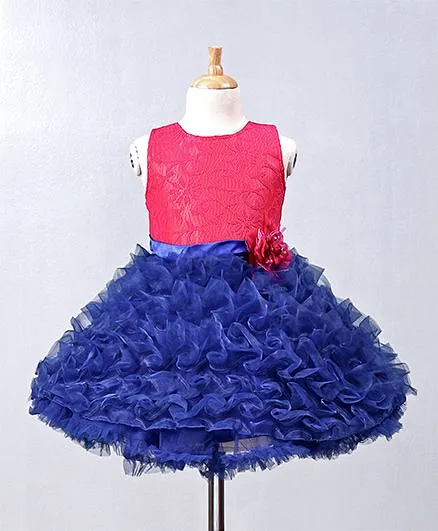 Maalka Sleeveless Ruffle Dress - Blue