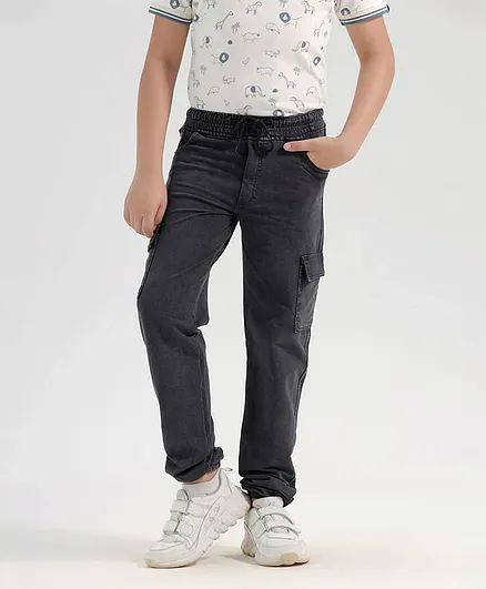 CHILINS Cotton Knit Solid Joggers - Black