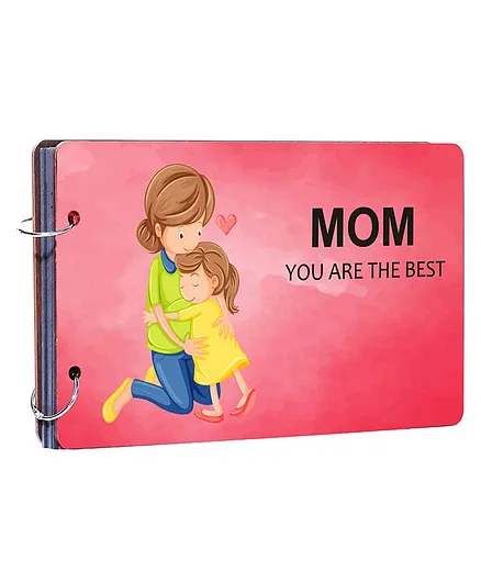 Studio Shubham Wooden Scrapbook Album Mom You Are The Best Print - Pink