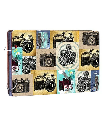 Studio Shubham Wooden Scrapbook Album Happy Camera Print - Multicolour