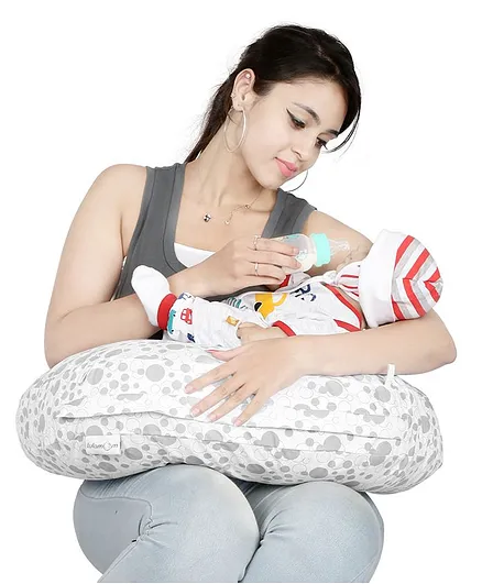 Lulamom Allergen Protected Nursing Pillow & Cover Printed - Grey