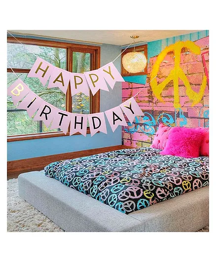 Skylofts Happy Birthday Party Banner - Pink
