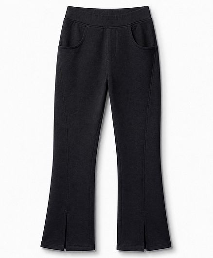 Honeyhap Premium Knit Full Length Solid Jeggings With Bio Finish - Jet Black