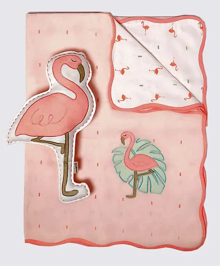 Masilo Organic Dohar Blanket With Cushion - Peach