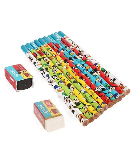 10 X Apsara Disney Mickey Mouse Series Wooden Pencils With Free Eraser&Sharpener