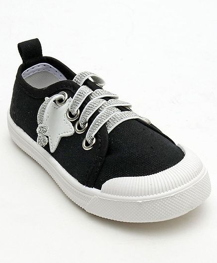 black canvas lace up shoes