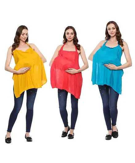 Wobbly Walk Nursing Covers Pack of 3 - Yellow Red Blue