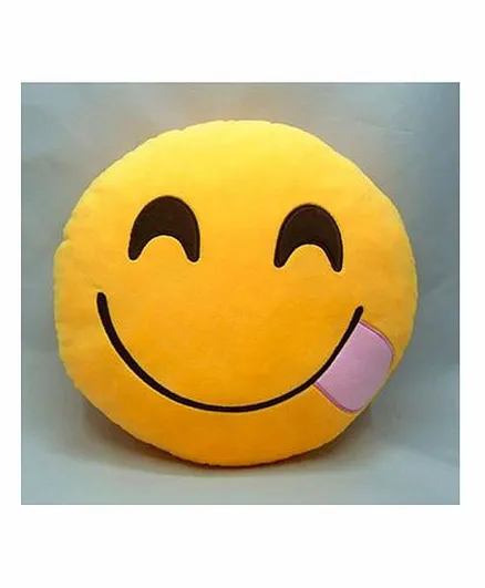Frantic Hungry Smiley Plush Cushion - Yellow