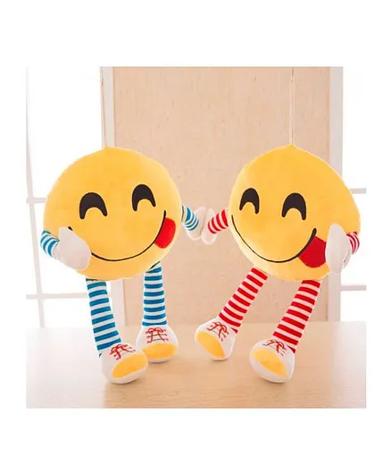 Frantic Smiley Plush Cushion With Stripe Hands And Legs Pack of 2 - Yellow 