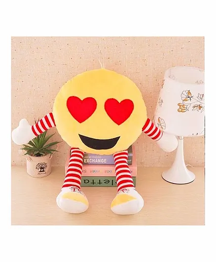Frantic Heart Eye Plush Cushion With Stripe Hands And Legs - Yellow 