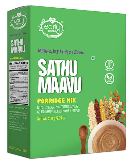 Early Foods Sattu Maavu Multi Grain Millets & Dry Fruits Porridge Mix - 200 gram