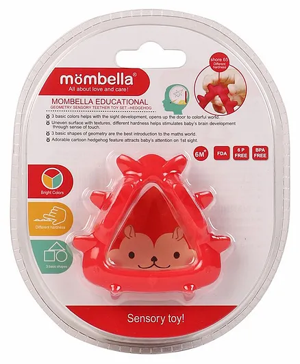 Mombella Geometry Sensory Hedgehog Teether - Red