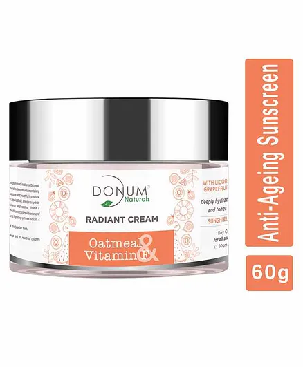 Donum Naturals Radiant Day Cream with SPF 15 with Oatmeal & Vitamin F for Fairness & Anti Ageing - 60 gm