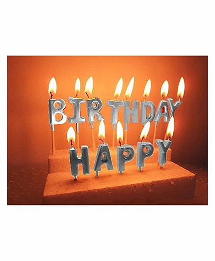 Amfin Happy Birthday Alphabets Candle Pack of 13 - Silver