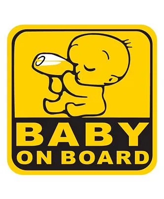 Fusion Graphix Baby On Board Sticker Black & Yellow drinking milk 037