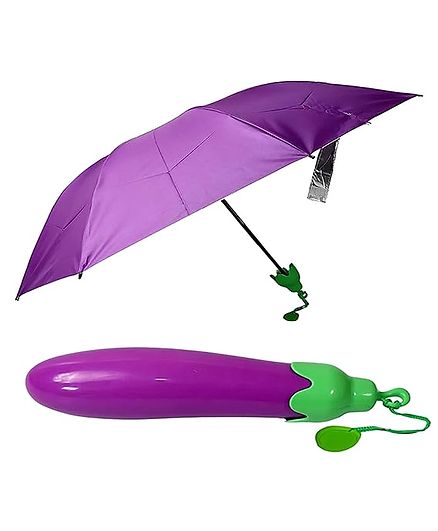 CHAATEWALA UV Protection Brinjal Designed Umbrella - Purple