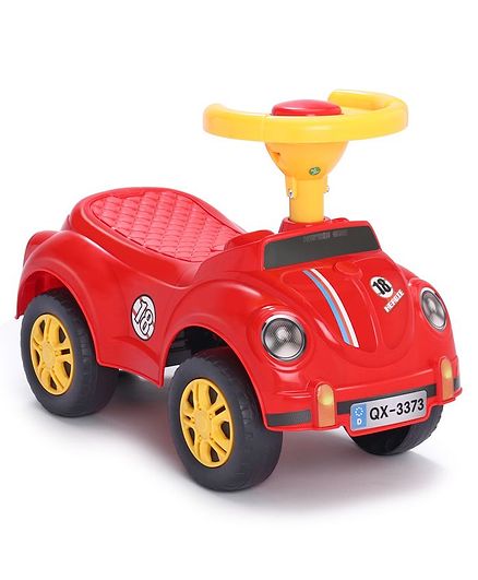 red and yellow push car