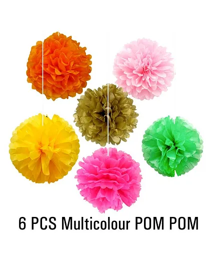 Party Propz Pom Poms Pack of 6 Colour Online in India, Buy at Best Price from FirstCry.com - 2338418
