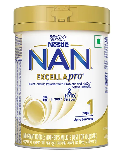 Nestle NAN EXCELLAPRO 1 Infant Formula Powder with Probiotic & HMOs - Stage 1 400g Tin Pack with SMARTLID